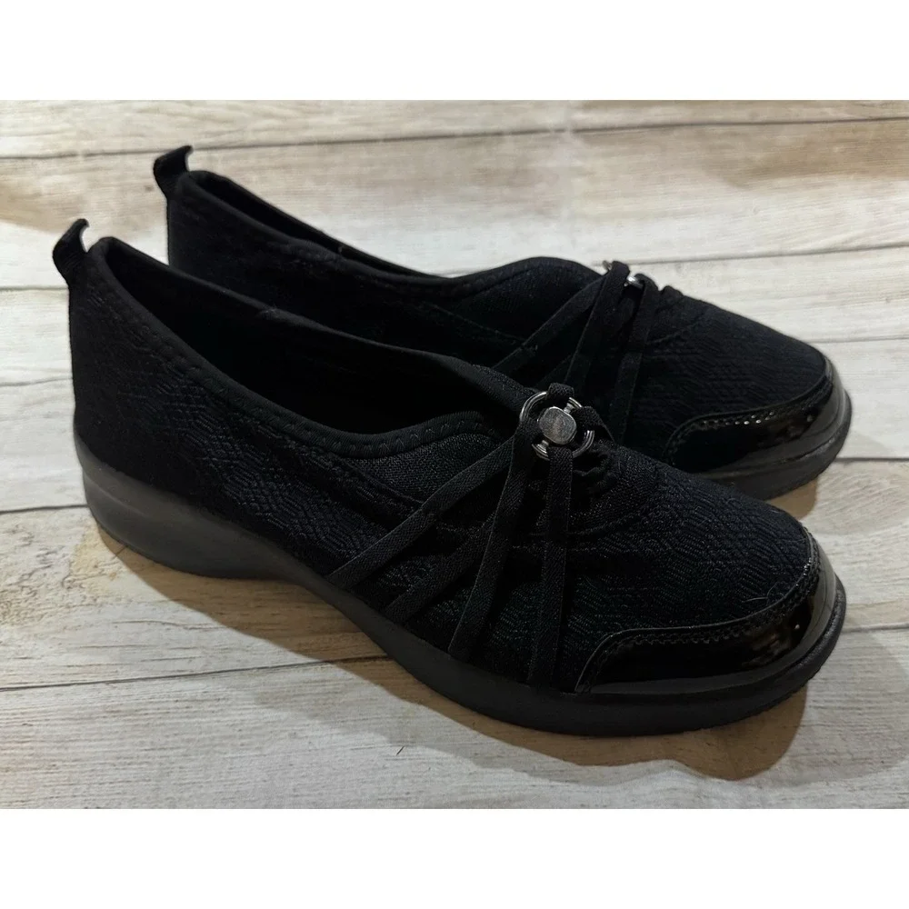 New Comfort View Comfortview Athletic Greer Black Slip On Shoes Sneakers Sz 9 WW